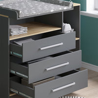 Vicco Fasciatoio Antracite/quercia dorata 113 x 93 cm con 3 cassetti