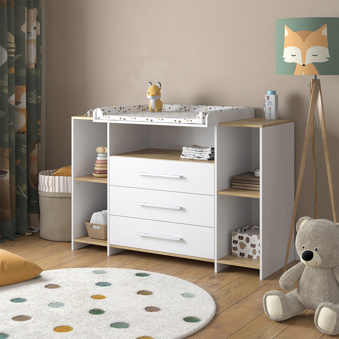 Vicco Fasciatoio Rovere bianco/dorato 143.2 x 93 cm con 3 cassetti