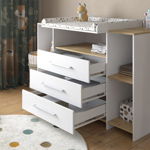 Vicco Fasciatoio Rovere bianco/dorato 143.2 x 93 cm con 3 cassetti