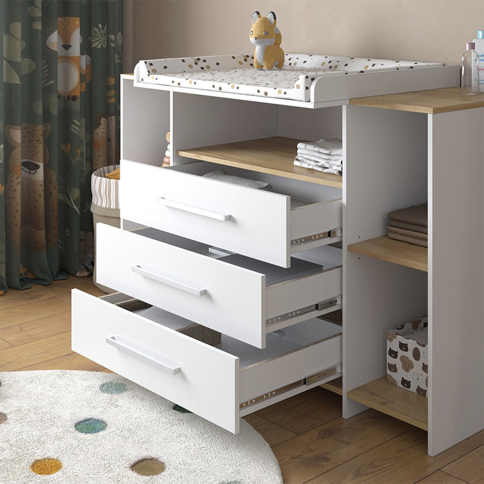 Vicco Fasciatoio Rovere bianco/dorato 143.2 x 93 cm con 3 cassetti