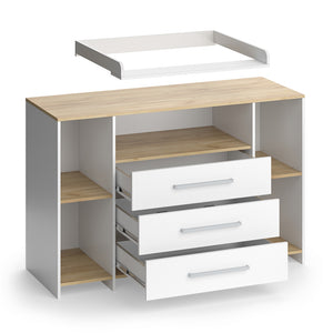 Vicco Fasciatoio Rovere bianco/dorato 143.2 x 93 cm con 3 cassetti