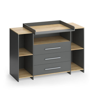 Vicco Fasciatoio Antracite/quercia dorata 143.2 x 93 cm con 3 cassetti