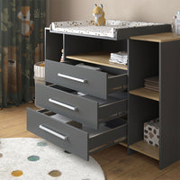 Vicco Fasciatoio Antracite/quercia dorata 143.2 x 93 cm con 3 cassetti