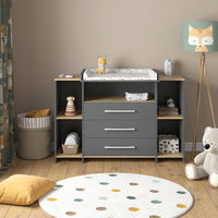 Vicco Fasciatoio Antracite/quercia dorata 143.2 x 93 cm con 3 cassetti