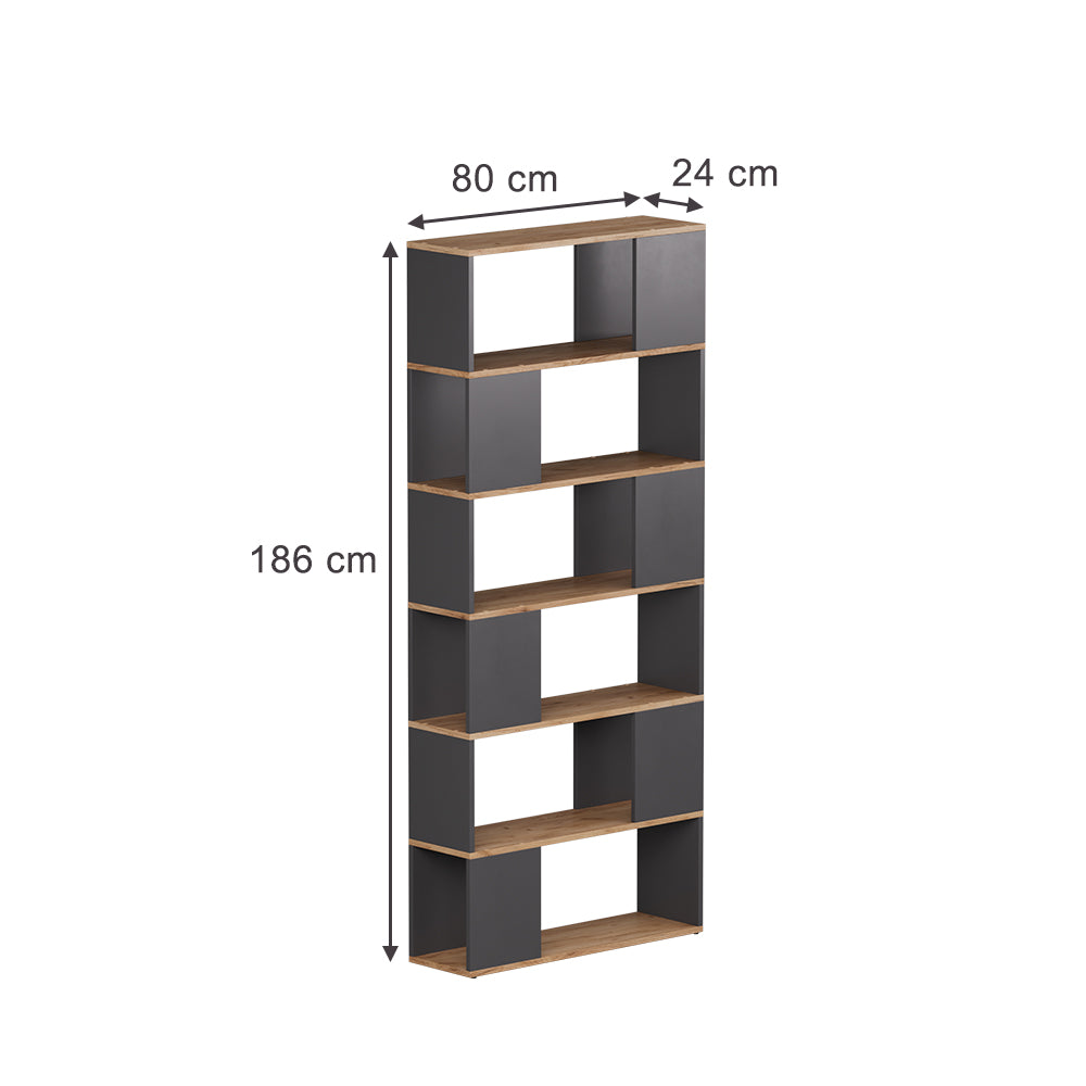 Vicco Divisorio per ambienti Antracite/quercia dorata 80 x 186 cm
