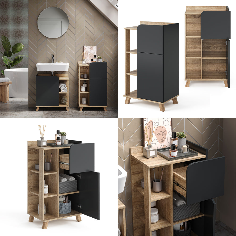 Vicco Armadietto di base Antracite 50 x 90 cm con anta e cassetto