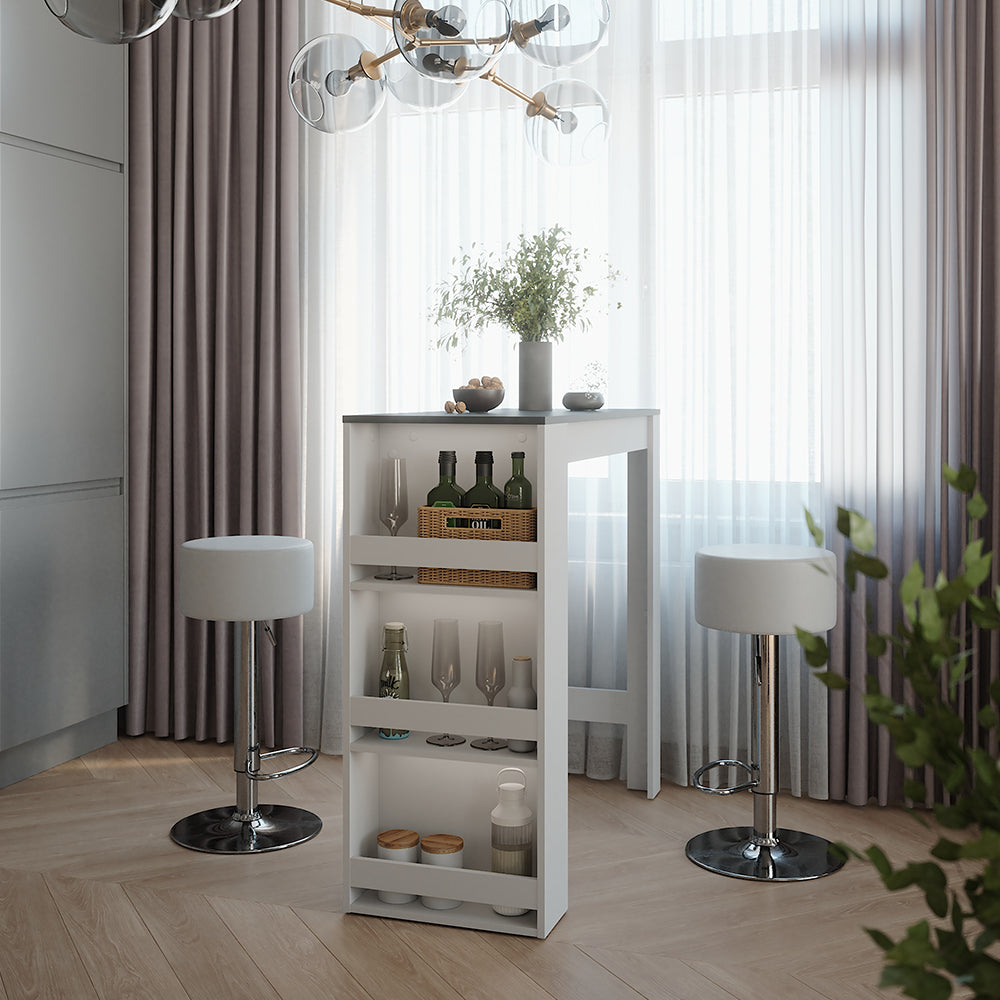 Vicco tavolo bar con sgabelli Bianco/antracite 45 x 110 cm con 2 sgabelli da bar