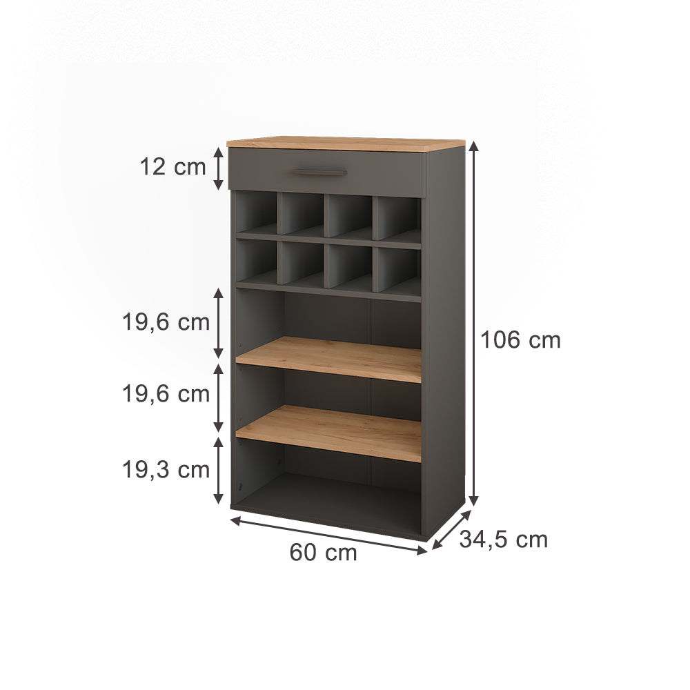 Vicco Portabottiglie Quercia dorata/antracite 60 x 106 cm