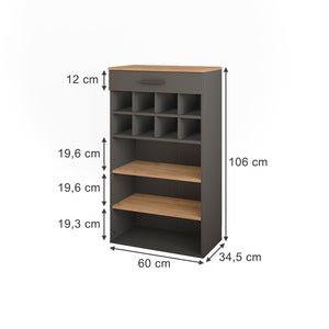 Vicco Portabottiglie Quercia dorata/antracite 60 x 106 cm