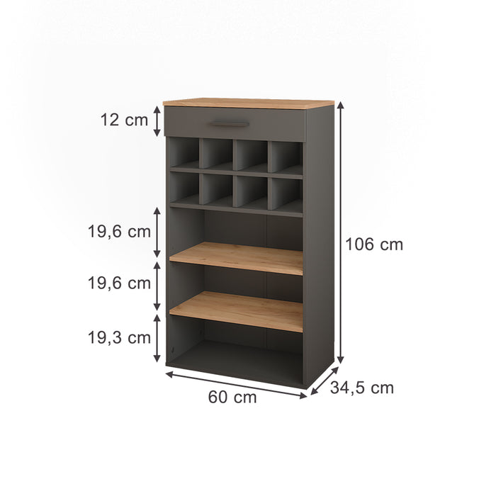 Vicco Portabottiglie Quercia dorata/antracite 60 x 106 cm