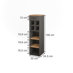 Vicco Portabottiglie Quercia dorata/antracite 30 x 106 cm