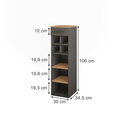 Vicco Portabottiglie Quercia dorata/antracite 30 x 106 cm