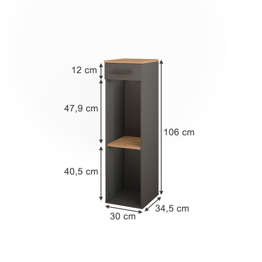 Vicco Portabottiglie Quercia dorata/antracite 30 x 106 cm