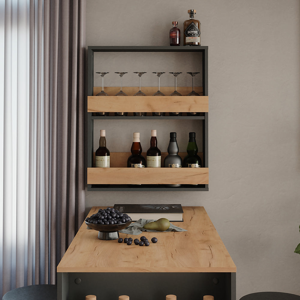 Vicco Portabicchieri da vino Quercia dorata/antracite 60 x 72 cm