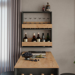 Vicco Portabicchieri da vino Quercia dorata/antracite 60 x 72 cm