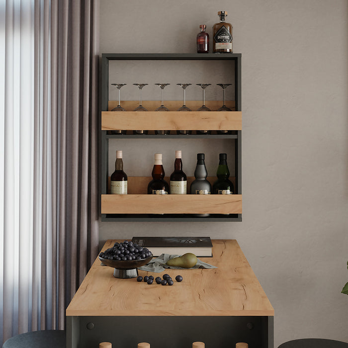 Vicco Portabicchieri da vino Quercia dorata/antracite 60 x 72 cm