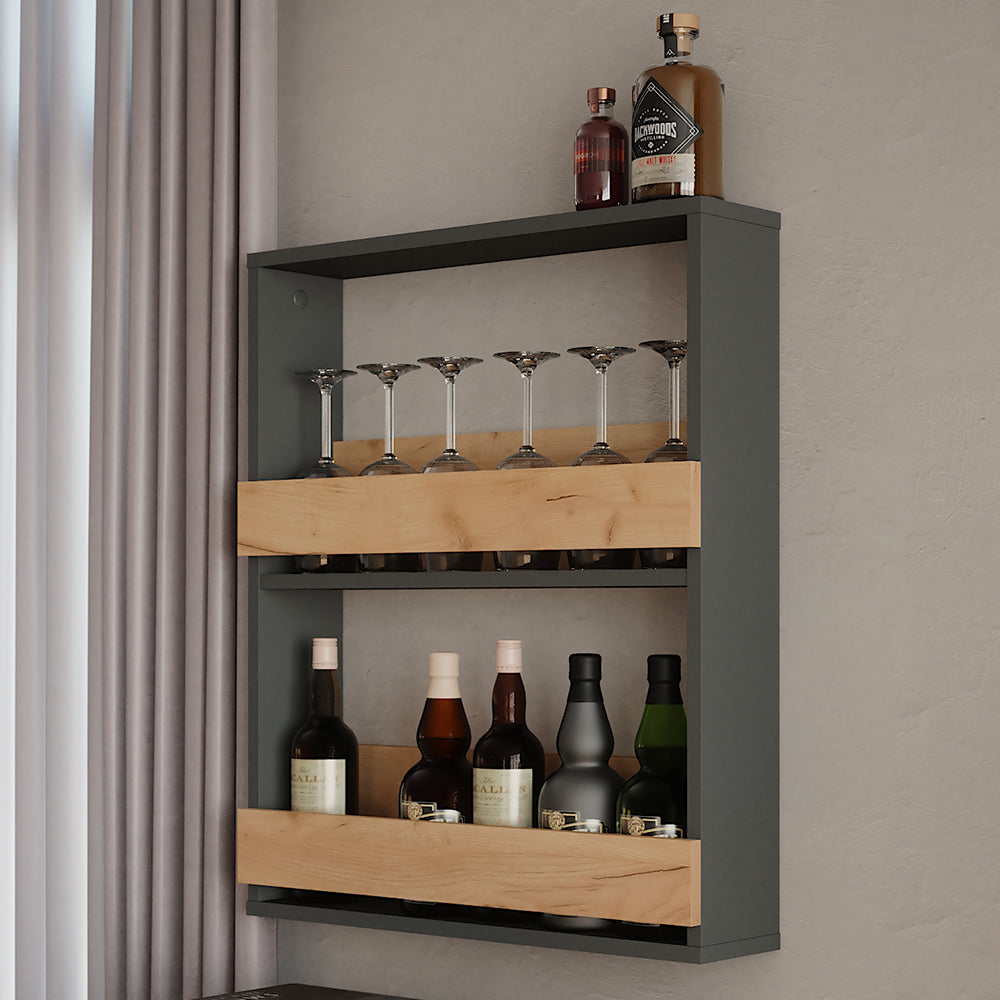 Vicco Portabicchieri da vino Quercia dorata/antracite 60 x 72 cm