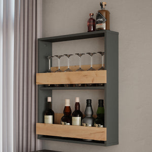 Vicco Portabicchieri da vino Quercia dorata/antracite 60 x 72 cm