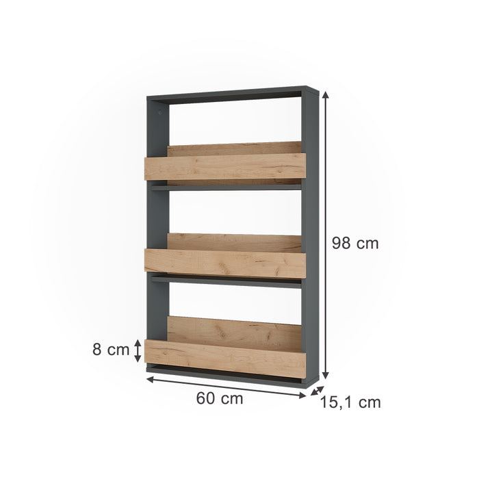 Vicco Portabicchieri da vino Quercia dorata/antracite 60 x 98 cm