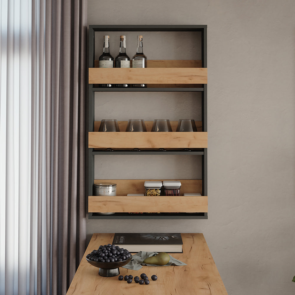 Vicco Portabicchieri da vino Quercia dorata/antracite 60 x 98 cm