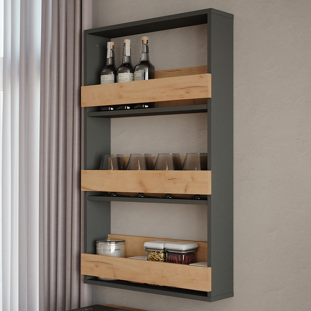 Vicco Portabicchieri da vino Quercia dorata/antracite 60 x 98 cm