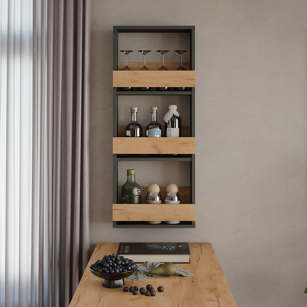 Vicco Scaffale a muro Quercia dorata/antracite 40 x 98 cm