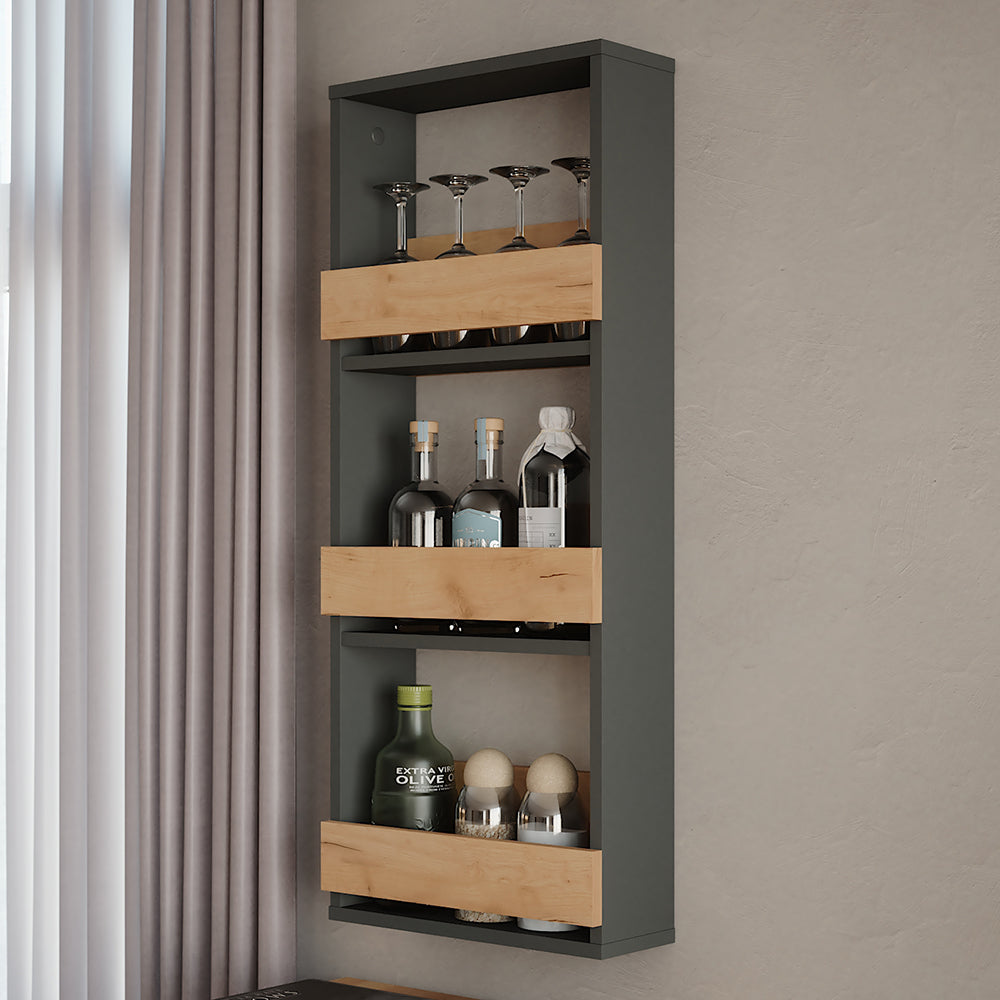 Vicco Scaffale a muro Quercia dorata/antracite 40 x 98 cm