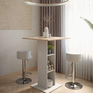 Vicco tavolo bar con sgabelli Bianco/Sonoma 75 x 75 cm con 2 sgabelli da bar