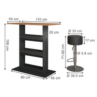 Vicco tavolo bar con sgabelli GKO/ANT 110 x 55 cm con 2 sgabelli da bar