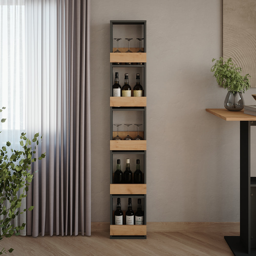 Vicco Portabicchieri da vino Quercia dorata/antracite 30 x 180 cm