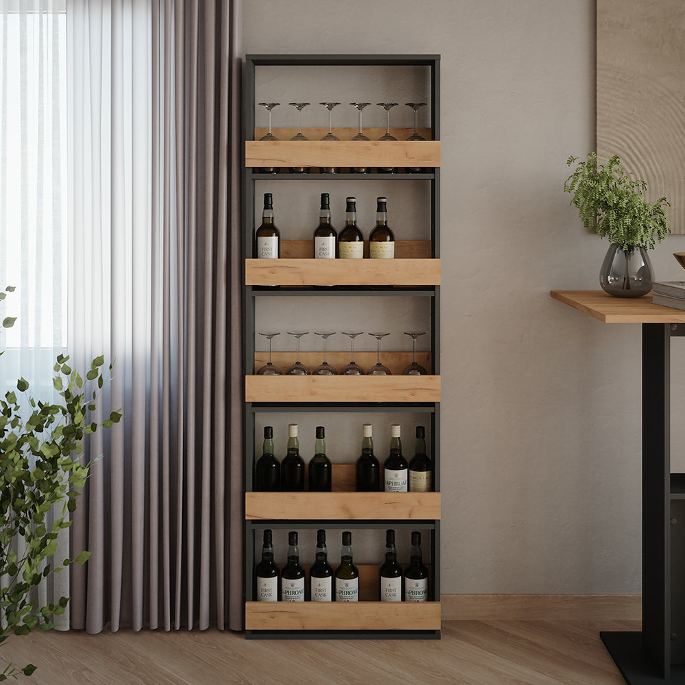 Vicco Portabicchieri da vino Quercia dorata/antracite 60 x 180 cm