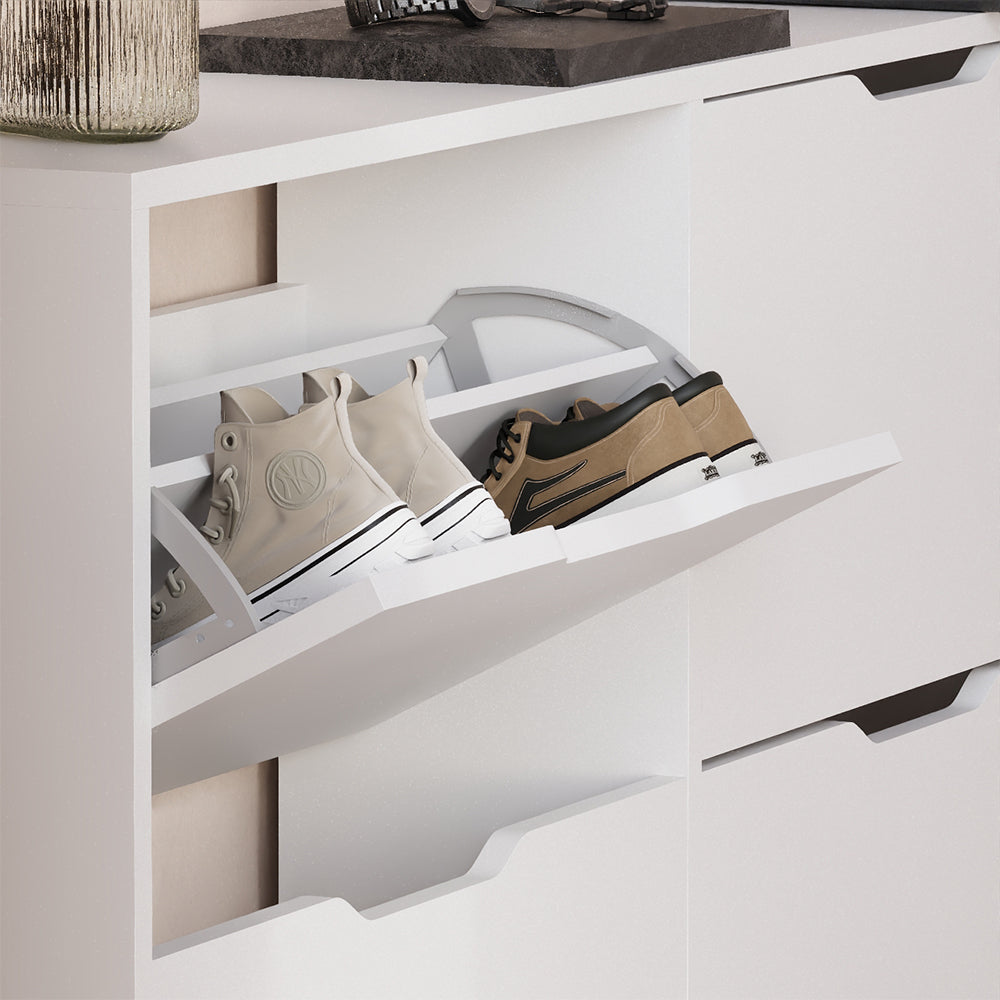 Vicco Scarpiera da ingresso Bianco 116.6 x 72.5 cm con 4 scomparti