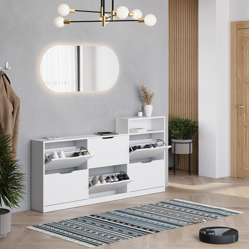 Vicco Scarpiera da ingresso Bianco 116.6 x 72.5 cm con 4 scomparti