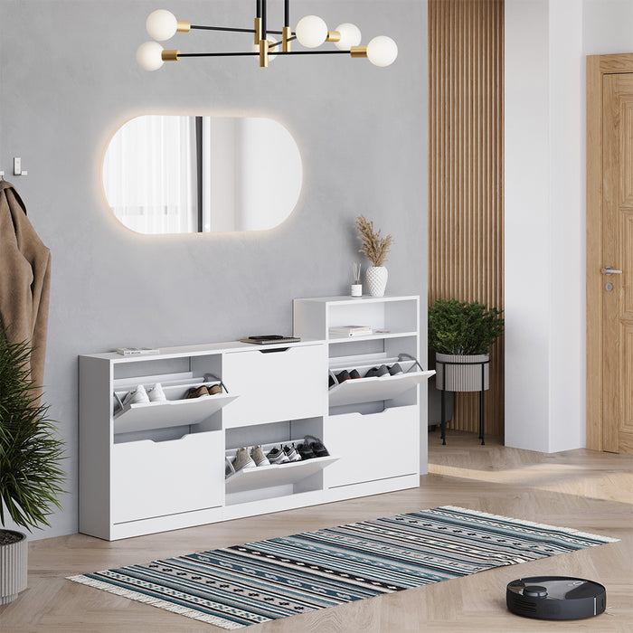 Vicco Scarpiera da ingresso Bianco 116.6 x 72.5 cm con 4 scomparti