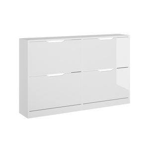 Vicco Scarpiera da ingresso Bianco/bianco lucido 116.6 x 72.5 cm con 4 scomparti