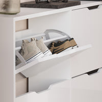 Vicco Scarpiera da ingresso Bianco/bianco lucido 116.6 x 72.5 cm con 4 scomparti