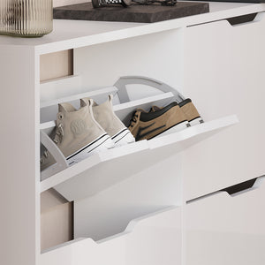 Vicco Scarpiera da ingresso Bianco/bianco lucido 116.6 x 72.5 cm con 4 scomparti