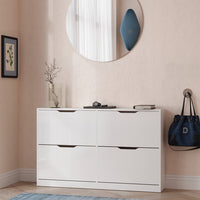 Vicco Scarpiera da ingresso Bianco/bianco lucido 116.6 x 72.5 cm con 4 scomparti