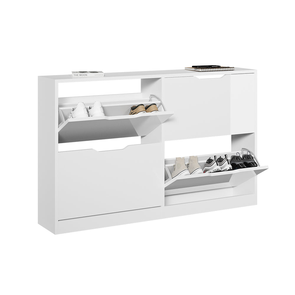 Vicco Scarpiera da ingresso Bianco/bianco lucido 116.6 x 72.5 cm con 4 scomparti