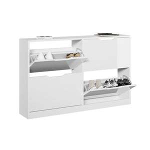 Vicco Scarpiera da ingresso Bianco/bianco lucido 116.6 x 72.5 cm con 4 scomparti