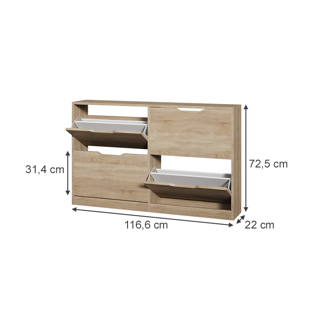 Vicco Scarpiera da ingresso Sonoma 116.6 x 72.5 cm con 4 scomparti