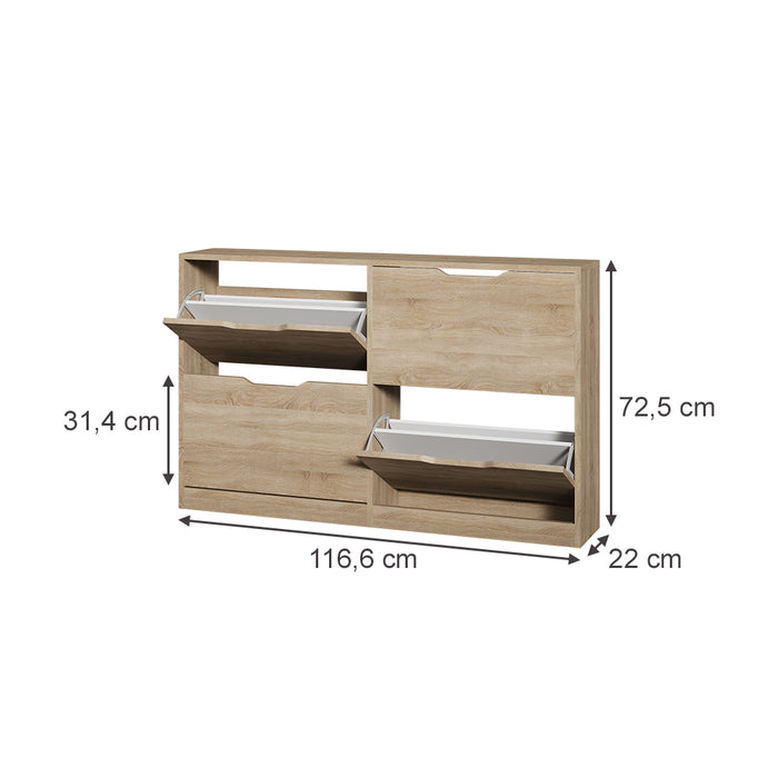 Vicco Scarpiera da ingresso Sonoma 116.6 x 72.5 cm con 4 scomparti