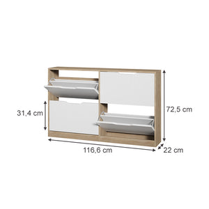 Vicco Scarpiera da ingresso Sonoma/Bianco 116.6 x 72.5 cm con 4 scomparti