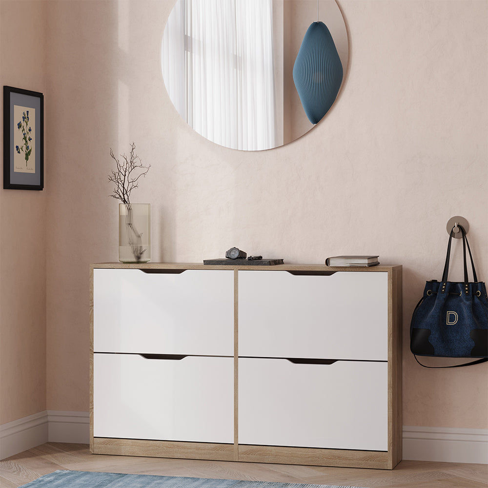 Vicco Scarpiera da ingresso Sonoma/Bianco 116.6 x 72.5 cm con 4 scomparti