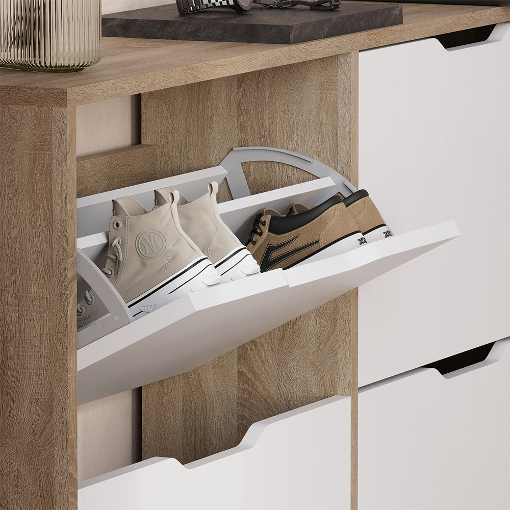 Vicco Scarpiera da ingresso Sonoma/Bianco 116.6 x 72.5 cm con 4 scomparti