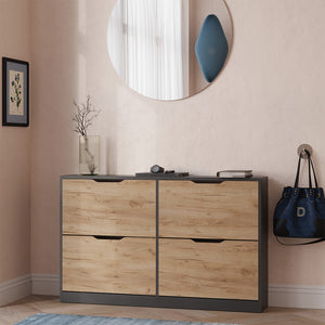 Vicco Scarpiera da ingresso Antracite/quercia dorata 116.6 x 72.5 cm con 4 scomparti