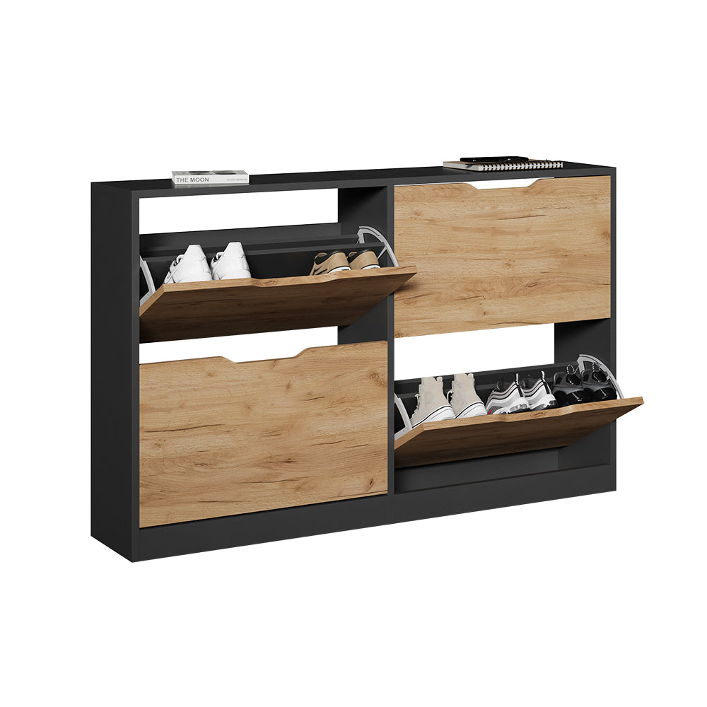 Vicco Scarpiera da ingresso Antracite/quercia dorata 116.6 x 72.5 cm con 4 scomparti