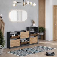 Vicco Scarpiera da ingresso Antracite/quercia dorata 116.6 x 72.5 cm con 4 scomparti