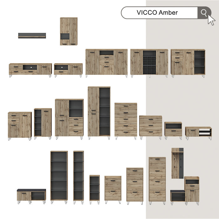 Vicco Appendiabiti Quercia Wotan 80 x 172 cm con 5 scomparti