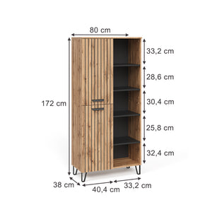 Vicco Appendiabiti Quercia Wotan 80 x 172 cm con 5 scomparti